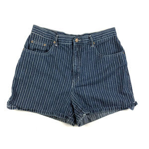 Vintage Halston Striped Railroad Denim Mom Shorts